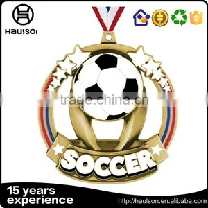 Five Stars 3d Diecast Zinc Alloy Material Antique Bronze Plating Hollow Out Enamel Soccer Sports Medal thumbnail-1
