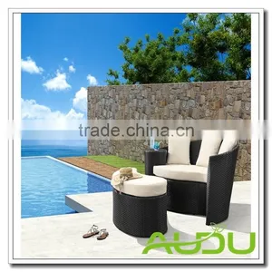 Audu Rattan Outdoor Daybed - Modular Black Rattan Daybed With Cushions thumbnail-1