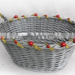 Handmade Wicker Christmas Gift Basket Empty Wicker Easter Basket thumbnail-6