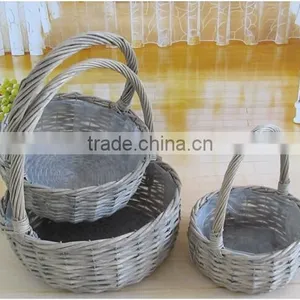 Hotsale Grey Wicker Plastic Lined Plant Basket Wicker Baskets for Flower Plants thumbnail-2
