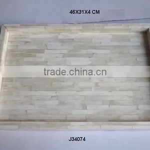 Polished Bone Rectangular Tray Nautral Colour Size Can be Customized thumbnail-1