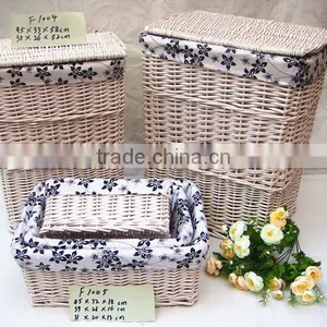 2013latested New Design Willow Wicker Laundry Basket With Lid and Fabric Fou Big Hotel thumbnail-1