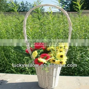 Factory Supply Wicker Flower Basket With Long Handle thumbnail-1