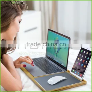 Light Bamboo Laptop Bed Table With Aluminum Mouse Pad Desk/Homex_FSC/BSCI Factory thumbnail-1