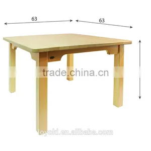 Children's Furniture Solid Beech Wood Kids Table and Chair Set of 3 Natural Varnish Used Kids Table and Chairs thumbnail-4