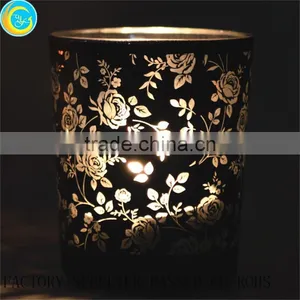 Black Laser Cut Rose Glass Candle Containers Candlestick thumbnail-3