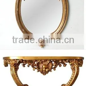 Antique Victorian Gold Color Bed Room Wall Hanging Console Table and Mirror thumbnail-1