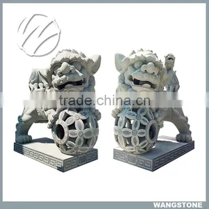 Vivid Carving Granite Lion With Ball Sculpture thumbnail-1