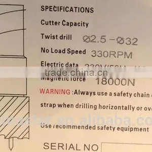 German Quality Magnetic Based Drill Machine for Steel Boards Drilling 220V (MAG32T) 32mm Twist Drill thumbnail-5