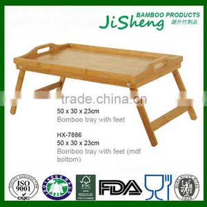 Eco-friendly Adjustable Folding Bamboo Service Tray With Feet thumbnail-1