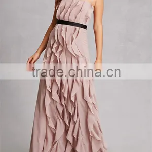 China Clothing OEM Evening Gown Wholesale Slim Dress Women Ruffled Maxi Dress thumbnail-1