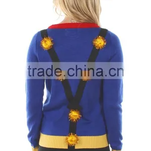 2016 Latest Design Women 's Christmas Tree Pullover Sweater With Suspenders thumbnail-3