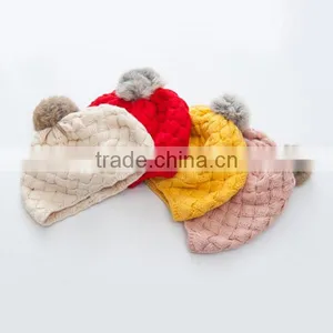 F40866A Crochet Kids Hat Fashion Winter Kids Hats Caps Beanie Hats With Topball thumbnail-1