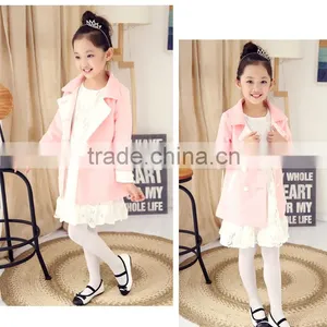 5-11 Years Old Kids Lovely Princess Trench Long Coat Synthetic Suede Dust Coat thumbnail-5