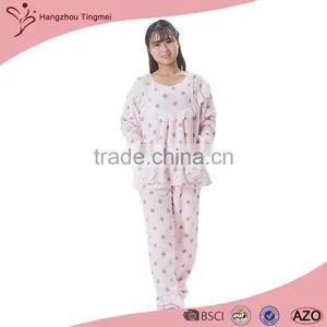Eco-friendly Soft Anti-bacterial Pink Pajamas/100% Polyester Bathrobe thumbnail-3