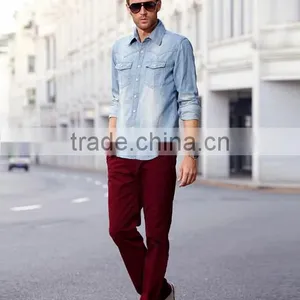 100% Cotton Fashion Style Men Fit Washed Denim Casual Shirt thumbnail-2