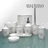 Modern Home 9 Piece White Ceramic Bathroom Accessory Sets With Soap Dish thumbnail-1
