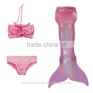 3pcs Girl Kids Mermaid Tail Swimmable Mermaid Swimsuit Girls Bikini Set Bathing Suit Swimwear 3-12 Years Old thumbnail-5
