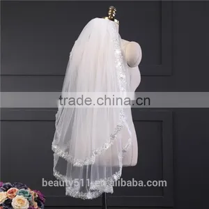 2017 Wholesale Bridal Veils Hot Sale Short Elegant Bridal Wedding Veils Short Tulle Wedding Bridal Veils HL28 thumbnail-3