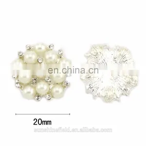 Alloy Rhinestone Button With Pearl for Accessories Clear With Silver Plating thumbnail-1