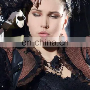 Gothic Bird Necklace With Chains Plastic Crystal Beads and Bird's Head thumbnail-5