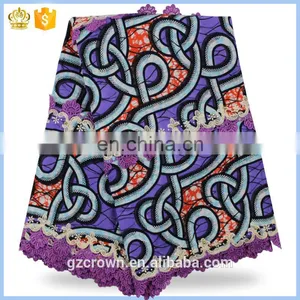 2017High Quality Embroidery French Wax Lace Fabric Cotton Nigeria Real Prints Wax With Cord Lace Fabric for Dress H170111005 thumbnail-3
