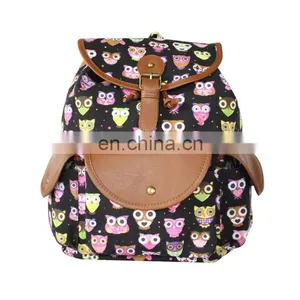 Wholesale Canvas Korea Owl Printing School Backpack thumbnail-1