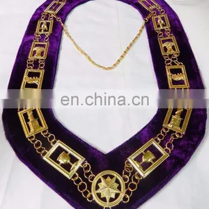 MASONIC REGALIA OES ORDER OF EASTERN STAR GOLDEN METAL CHAIN COLLAR thumbnail-1