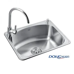 Guangdong Dongyuan Kitchenware 580×460×200mm 304 Stainless Steel Single Bowl Drop In Drawn Kitchen Sink (DY-501) thumbnail-1