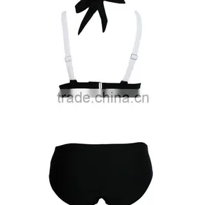 2016 New Design Girl Sexy European Style Bikinis Black and White Women's Bikini Style Free Samples thumbnail-4