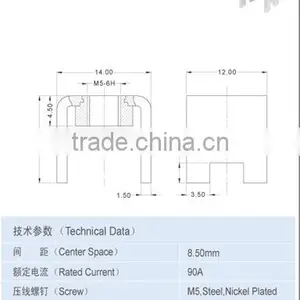 Center Space 8.500 x 12.50mmTerminal Accessory 90A Brass Components thumbnail-2