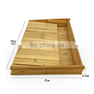 Outdoor Bamboo Wood Picnic Camping Rack Portable With Handle Japanese-style Folding Three-layer Storage Rack thumbnail-5