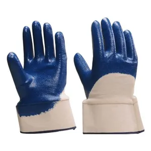 Oil and Gas Resistant Cotton Jersey Liner Safety Cuff Nitrile Rubber Coated Heavy Duty Industrial Rubber Gloves thumbnail-5