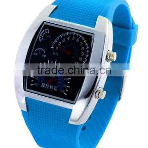 Flashing Blue Lights Silicone Flight Military Watches for Men thumbnail-4
