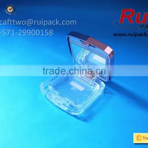 Clear Square Compact Powder Case With Shiny Metal Cap, Transparent Pressed Powder Box With Mirror thumbnail-4