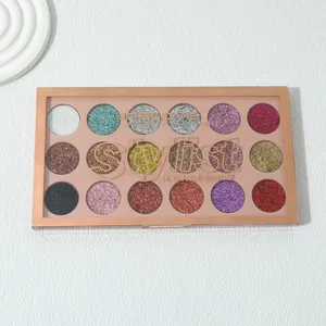 18 Makeup Glitter Color Palette Eyeshadow Customized Logo Duochrome Pressed Glitter Eyeshadow La Sombra De Ojos thumbnail-1