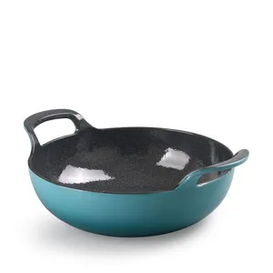 Hot Selling Chinese Large Round Wok Cookware 26cm Blue Enameled Cast Iron Food Warmer Casseroles Non Stick Stewpot With Lid thumbnail-1