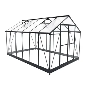 Modern Aluminum Garden Greenhouse Kit With Polycarbonate Panels and Roof Vent for Outdoor Plant Growing thumbnail-1