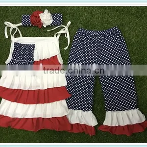 Girls Boutique Summer Clothing Sets Girls July 4th Outfits Pettiskirt and Capris Outfits Kids Clothes thumbnail-5