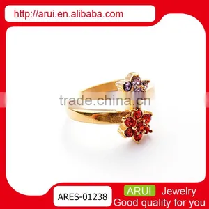 in Russian Red Stonne Jewely Twins Flower Diamond Finger Rings thumbnail-1
