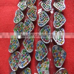 10 mm Slide Charms Heart Alloy Metal Crafts Mixed Color of Rhinestone Heart Charm thumbnail-1