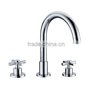 Deck Mounted Brass Bath Faucet Dual Handle thumbnail-2