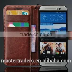 Original Fashion 64 Grain Stand Wallet Flip PU Leather Case With Card Slot For HTC One M9 MT-3459 thumbnail-1
