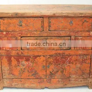 Antique Three Drawer Two Door Cabinet thumbnail-1