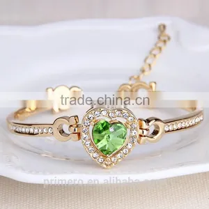 Top Grade Crystal Heart Bangles The Heart Of Ocean Blue Austria Crystal Bracelets For Women thumbnail-4