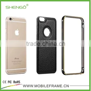 Metal Bumper With Leather Cover Phone Case for IPhone6/6P thumbnail-5