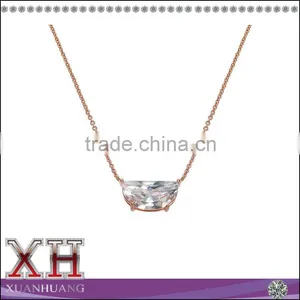 14K Gold Overlay Silver Cubic Zirconia Half Moon Statement Necklace thumbnail-1