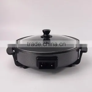 Black Non-Stick Skillet Electric Frying Pan Temperature Control With Glass Lid thumbnail-4