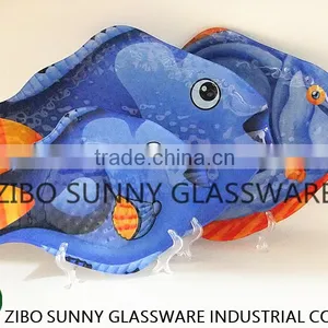 Deep Blue Fish Glass Plate Combination Suit thumbnail-1