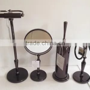 2014 Design Virgo Rose Gold Bathroom Accessories Set 4pcs: Toilet Roll Reserve, Bowl Brush Holder, Double Towel Rings, Mirror thumbnail-1
